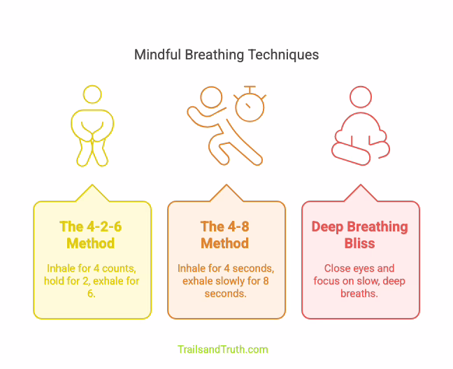 an infographic showing mindful breathing techniques